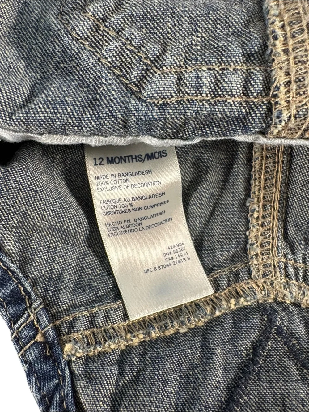 OshKosh B’gosh Denim Overalls 12M Carpenter Vintage Kids Blue Jeans